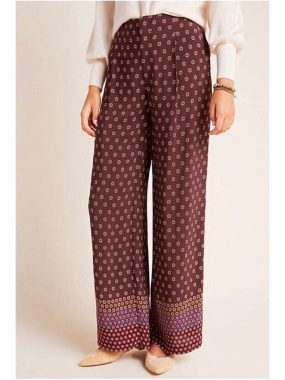 Anthropologie Marsden Wide-Leg Pants Geo Print Size 10
